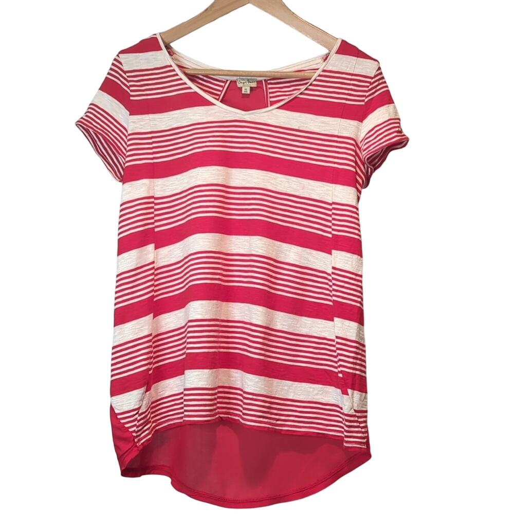 Chip & Pepper Red White Stripe Tee Cut Out Size XS
